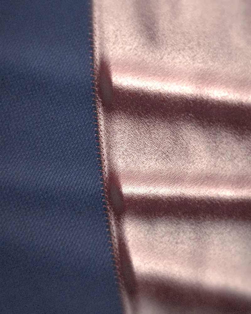 Burgundy lining stitched by hand to a navy facing