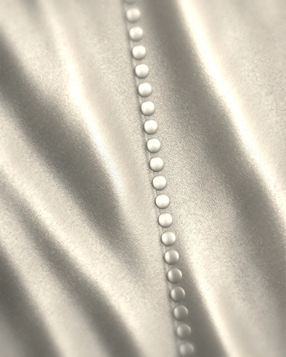 Ivory satin with a row of covered buttons